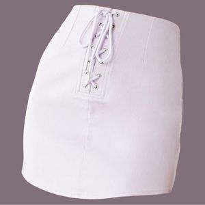 Lace-Up Mini Skirt NWT M Lavender Purple Short